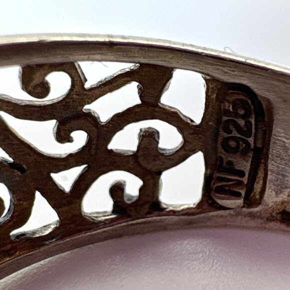 VTG Solid Sterling Silver 925 Filigree Scroll Design Tapered Band Ring Size 6.75 - Picture 7 of 9